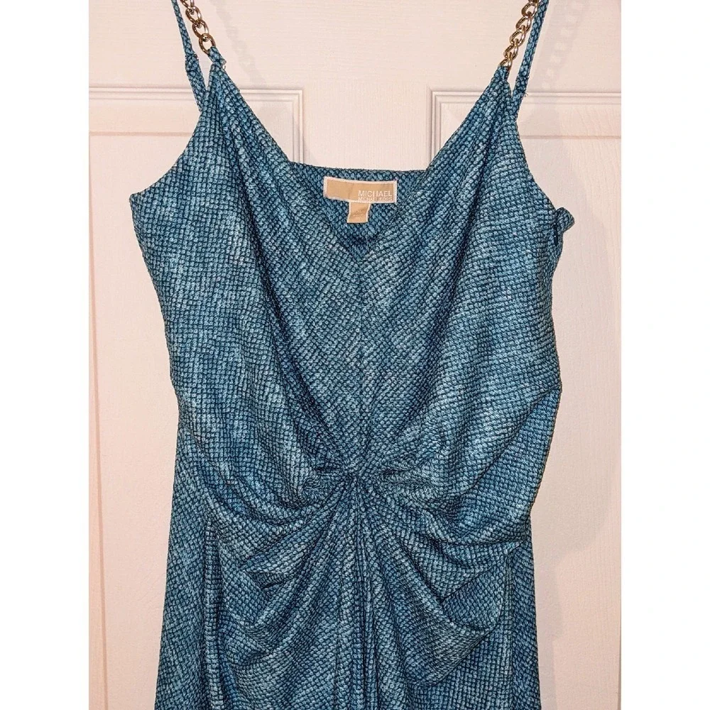 Michael Kors Turquoise Dress Chain Strap Twist Front‎ Midi XL NWT $155 MSRP